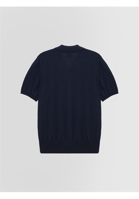 Alpha Studio polo in crepe di cotone blu notte senza bottoni ALPHA STUDIO | Polo | AU-5041B1001